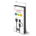 Kabel USB do Micro USB i USB C Savio CL-128 Czarny 1 m