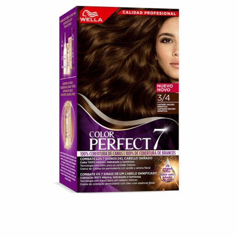 Trwała Koloryzacja Wella Color Perfect 7 Nº 3/4 Włosy Siwe Ciemny Szatyn 60 ml