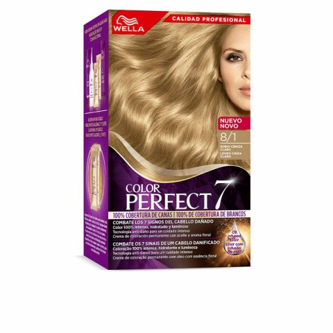 Trwała Koloryzacja Wella Color Perfect 7 Nº 8/1 Włosy Siwe 60 ml Popielaty Jasny Blond