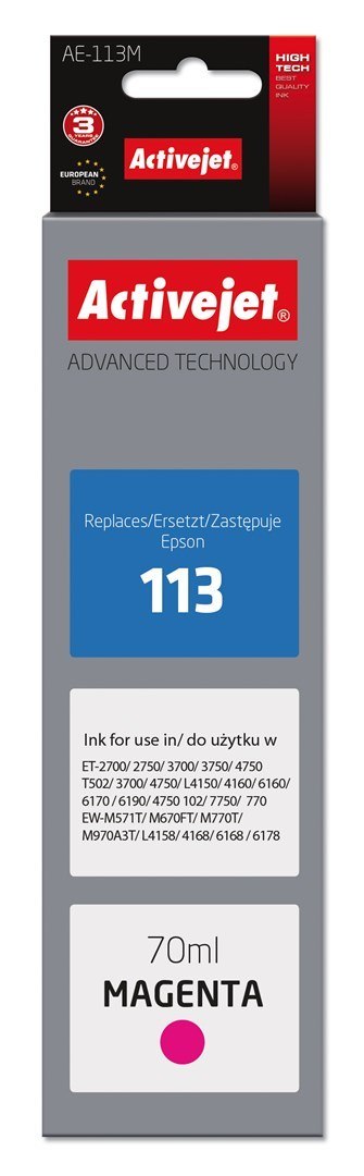 Activejet AE-113M Tusz (zamiennik Epson 113 C13T06B340; Supreme; 70ml; czerwony)