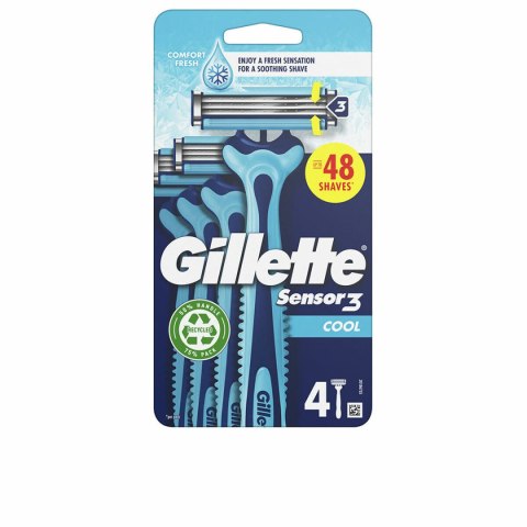 Jednorazowe Maszynki do Golenia Gillette SENSOR 3 COOL (4 Sztuk)