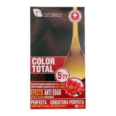 Trwała Koloryzacja Przeciwstarzeniowa Azalea Color Total Jasny Kasztan Intensywny Brąz Platynowy Blond Nº 5,77-Castano Claro Mar
