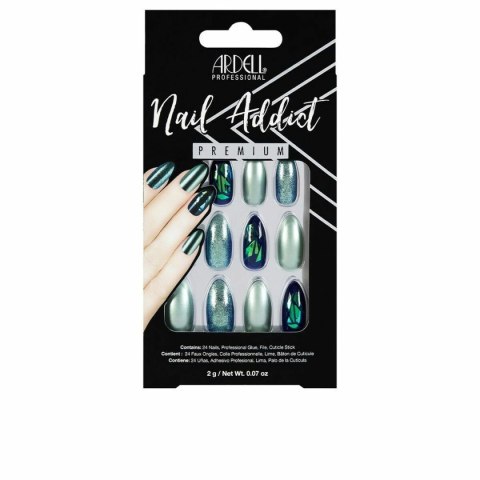 Sztuczne paznokcie Ardell Nail Addict Green Glitter Chrome (24 pcs)