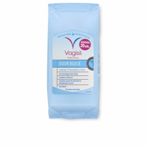 Chusteczki do Higieny Intymnej Vagisil Odor Block 20 Sztuk