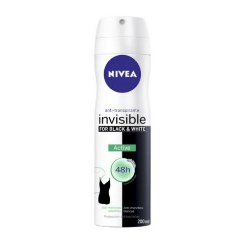 Dezodorant w Sprayu Black & White Invisible Active Nivea Black White Invisible Active (200 ml) 200 ml