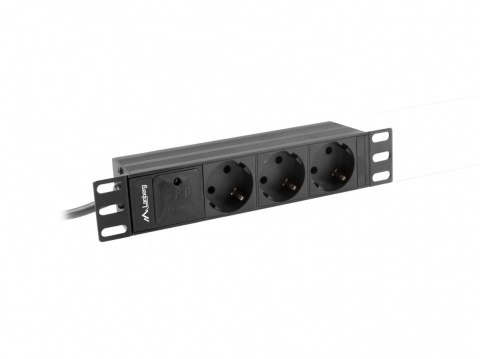 Listwa zasilająca Rack PDU 10 cali 1U 3x Schuko 2m 10A czarna C14