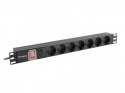 Listwa zasilajaca Rack PDU 19" 1U 16A 7X SCHUKO 2m czarna