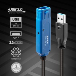 Lindy 43229 kabel USB USB 3.2 Gen 1 (3.1 Gen 1) 15 m USB A Czarny