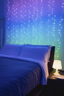 Inteligentna kurtyna Curtain 210 LED RGB+W 1,5/2,1m, przezroczysty przewód