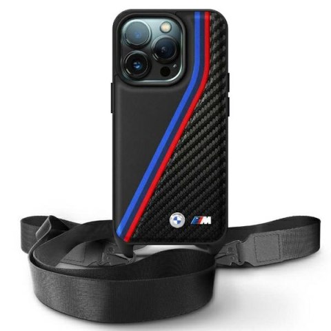 BMW BMHCP16X23PSVTK iPhone 16 Pro Max 6.9" czarny/black hardcase M Edition Carbon Tricolor Lines & Strap