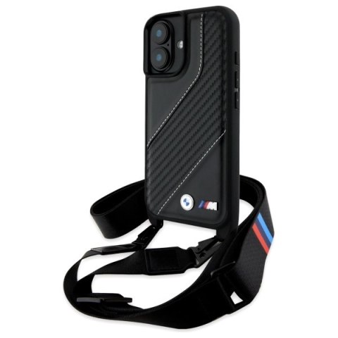 BMW BMHCP16M23PSCCK iPhone 16 Plus 6.7" czarny/black hardcase M Edition Carbon Stripe & Strap