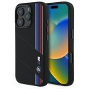 BMW BMHMP16X23SCUK iPhone 16 Pro Max 6.9" czarny/black hardcase Silicone Cut Tricolor Lines MagSafe