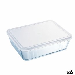 Prostokątne pudełko na lunch z pokrywką Pyrex Cook & Freeze 22,5 x 17,5 x 6,5 cm 1,5 L Przezroczysty Silikon Szkło (6 Sztuk)