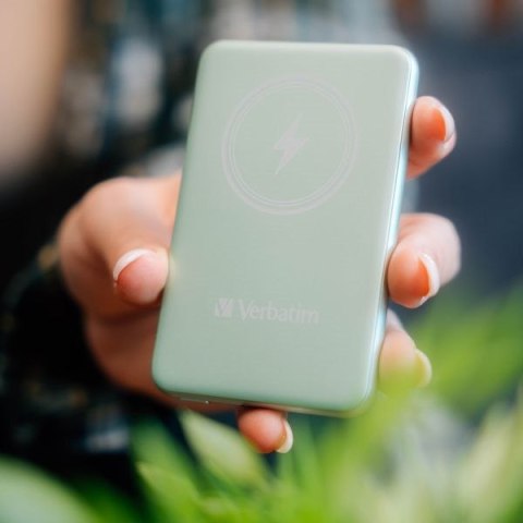 Verbatim Powerbank indukcyjny `n` Go 15W5000mAh Wireless Magnetic zielony/green 32241