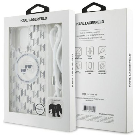 Karl Lagerfeld KLHMP16XHCKCKLCT iPhone 16 Pro Max 6.9" transparent hardcase IML Crossbody Monogram Karl & Choupette Head MagSa