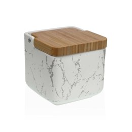 Solniczka z pokrywką Versa Ceramika Bambus Stal Dolomite Marmur 11,7 x 11,2 x 11,7 cm