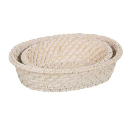 Taca Biały Bambus Rattan 29 x 22 x 7 cm (2 Sztuk)