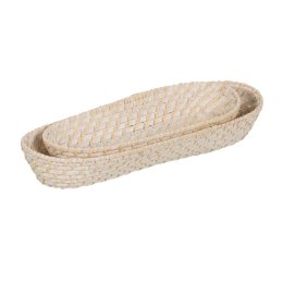 Taca Biały Bambus Rattan 44 x 17 x 7 cm (2 Sztuk)