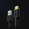 GREEN CELL KABEL KABGC06 GC RAY USB - USB-C 120CM, ZIELONY LED, SZYBKIE ŁADOWANIE ULTRA CHARGE, QC 3.0