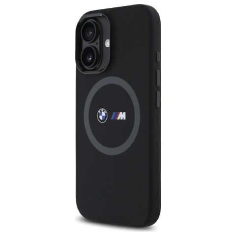 BMW BMHMP16S23SROK iPhone 16 6.1" czarny/black hardcase M Silicone Printed Ring MagSafe