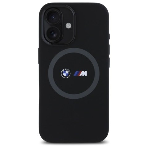 BMW BMHMP16S23SROK iPhone 16 6.1" czarny/black hardcase M Silicone Printed Ring MagSafe