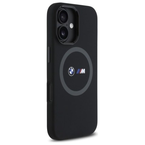 BMW BMHMP16S23SROK iPhone 16 6.1" czarny/black hardcase M Silicone Printed Ring MagSafe
