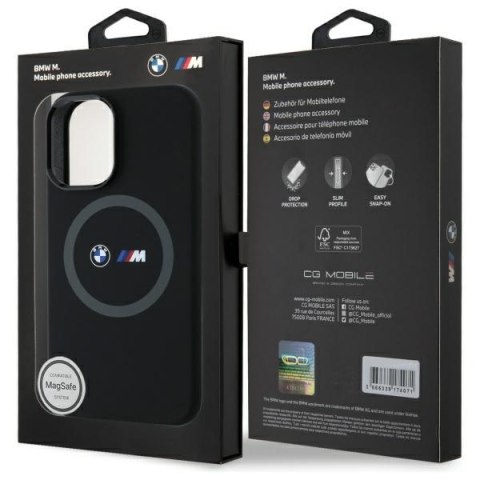 BMW BMHMP16S23SROK iPhone 16 6.1" czarny/black hardcase M Silicone Printed Ring MagSafe