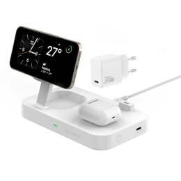 4smarts Ład. indukcyjna QI2 Trident 2w1 + USB-C + ładowarka sieciowa 30W biała/white 540998