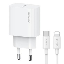 USAMS Ład. siec. 1xUSB-C T65 PD20W PD Fast Charging US-CC226 + kabel USB-C/Lightning US-SJ712 30W biały/white Yi Series OYXLTZ02