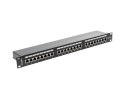 Patch Panel 24 Port 1U Kat.5E czarny ekranowany