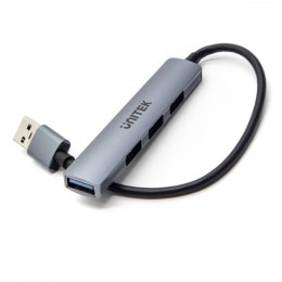 Hub USB-A; 3x USB-A 2.0; 1x USB-A 5 Gbps Aluminiowy