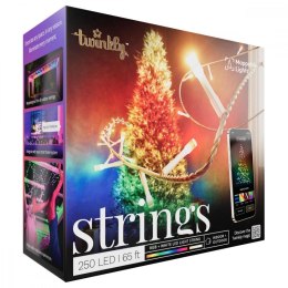 Inteligentne lampki choinkowe Strings 250 RGBW LED, łańcuch, przezroczysty przewód, 20 m, IP44