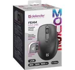 Mysz bezprzewodowa silent click FEAM MM-296 RF 1600 DPI Czarna