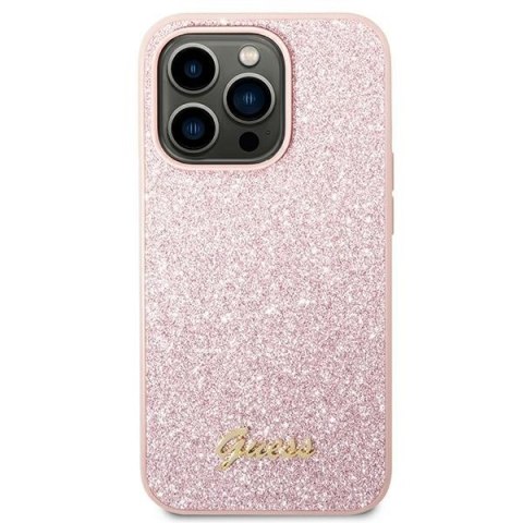Guess GUHCP14XHGGSHP iPhone 14 Pro Max6,7" różowy/pink hard case Glitter Script