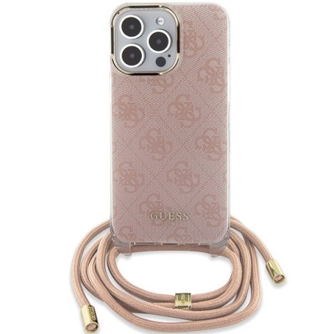 Guess GUHCP15LHC4SEP iPhone 15 Pro 6.1"różowy/pink hardcase Crossbody Cord 4G Print