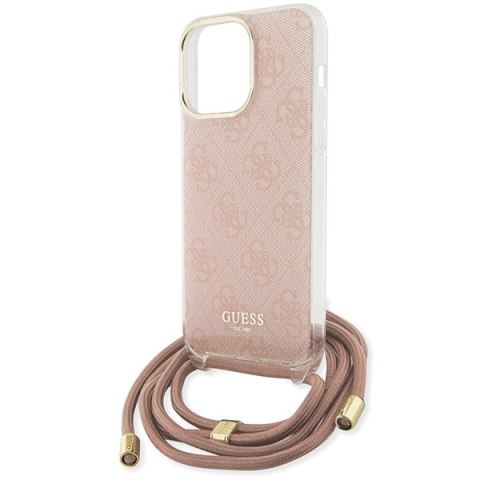 Guess GUHCP15LHC4SEP iPhone 15 Pro 6.1"różowy/pink hardcase Crossbody Cord 4G Print