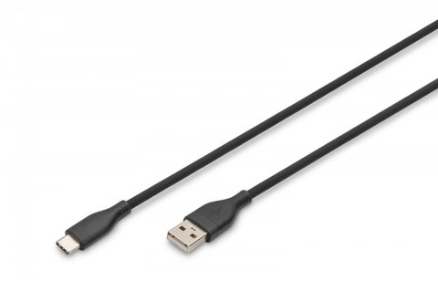 Kabel połączeniowy silikonowy USB-A - USB-C, USB 2.0 60W, 1m Czarny