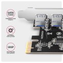 PCEU-430RS Kontroler PCIe 4x port USB 3.2 GEN 1, UASP, chipset Renesas, 15-pin SATA zasilacz