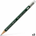 Ołówek z Gumką do Mazania Faber-Castell 9000 B Sześciokątny B (3 Sztuk)