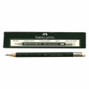Ołówek z Gumką do Mazania Faber-Castell 9000 B Sześciokątny B (3 Sztuk)