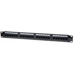 Patch panel 1U UTP 24xR J45 Cat.6, czarny