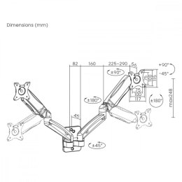 Uchwyt na dwa monitory naścienny MC-988 9kg max, 17-32 cale