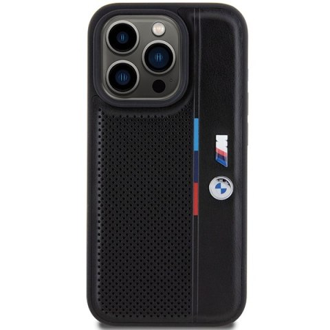 BMW BMHCP15X23PUPVK iPhone 15 Pro Max6.7" czarny/black hardcase Perforated Tricolor Line