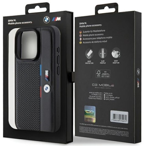 BMW BMHCP15X23PUPVK iPhone 15 Pro Max6.7" czarny/black hardcase Perforated Tricolor Line