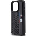 BMW BMHCP15L23PUPVK iPhone 15 Pro 6.1" czarny/black hardcase Perforated Tricolor Line