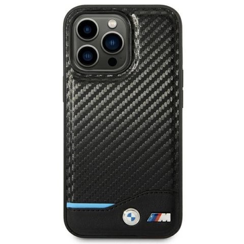 Etui BMW BMHCP14L22NBCK iPhone 14 Pro6,1" czarny/black Leather Carbon