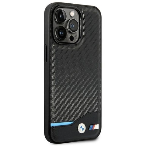 Etui BMW BMHCP14L22NBCK iPhone 14 Pro6,1" czarny/black Leather Carbon