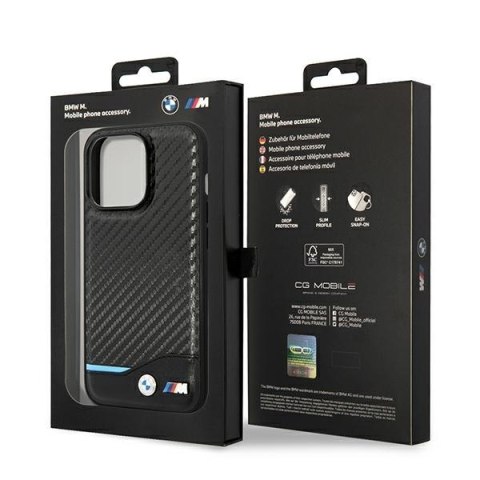 Etui BMW BMHCP14L22NBCK iPhone 14 Pro6,1" czarny/black Leather Carbon