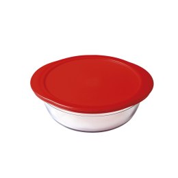 Okrągłe pudełko na lunch z pokrywką Ô Cuisine Cook & Store 21 x 21 x 7 cm Czerwony 1,1 L Silikon Szkło (5 Sztuk)