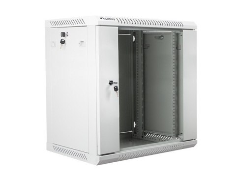 Szafa instalacyjna wisząca 19 cali 12U 600X450mm szara (drzwi szklane)